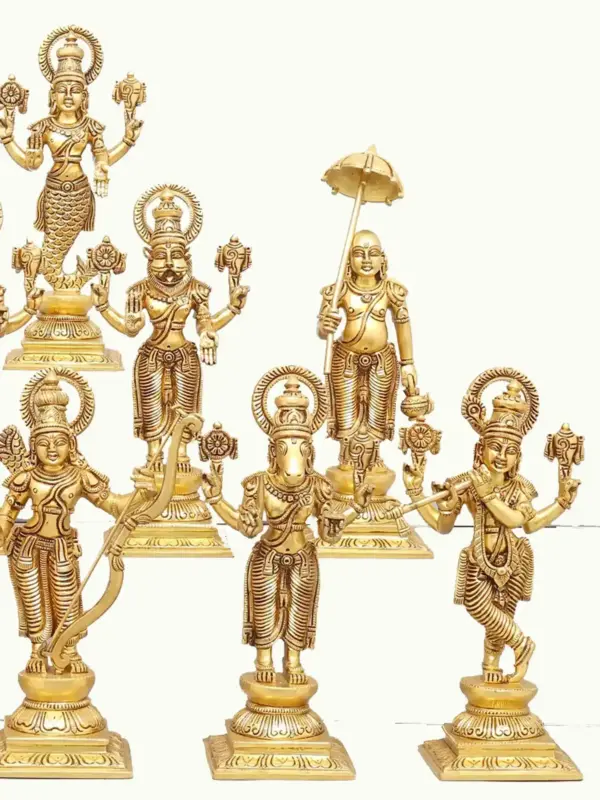 12" Dashavtara of Lord Vishnu | Set of Ten | Brass Statues, Ishwar Arts and Crafts