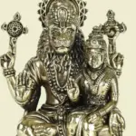 4" Small Sitting Lord Narsimha with Goddess Lakshmi Superfine Brass Statue, Ishwar Arts and Crafts