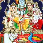 Lord Shiva Family Tanjore Painting with Frame, Ishwar Arts and Crafts