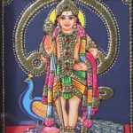 Standing Lord Murugan (kartikeya) Tanjore Painting with Frame, Ishwar Arts and Crafts