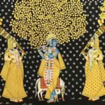 Bhagwan Krishna With Gopi's Pichhwai Painting | Natural Color On Cloth | Handmade, Ishwar Arts and Crafts