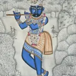 Lord Shrinathji With Flute | Pichhwai Art | Watercolor On Cotton, Ishwar Arts and Crafts
