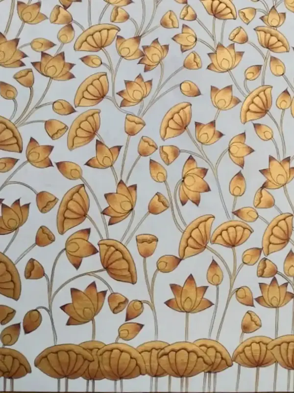Attractive Lotus Painting of Pichhwai | Natural Color on Cotton Cloth | Handmade, Ishwar Arts and Crafts