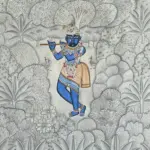 Lord Shrinathji With Flute | Pichhwai Art | Watercolor On Cotton, Ishwar Arts and Crafts