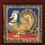 Pair of Peacock (Annam) Tanjore Painting with Frame, Handmade, Ishwar Arts and Crafts