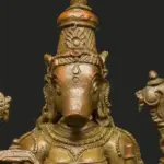 5" Standing Goddess Varahi | Panchaloha Bronze Statue from Tamil Nadu | Madhuchista Vidhana (Lost-Wax), Ishwar Arts and Crafts