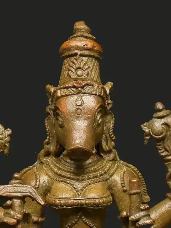 5" Standing Goddess Varahi | Panchaloha Bronze Statue from Tamil Nadu | Madhuchista Vidhana (Lost-Wax), Ishwar Arts and Crafts