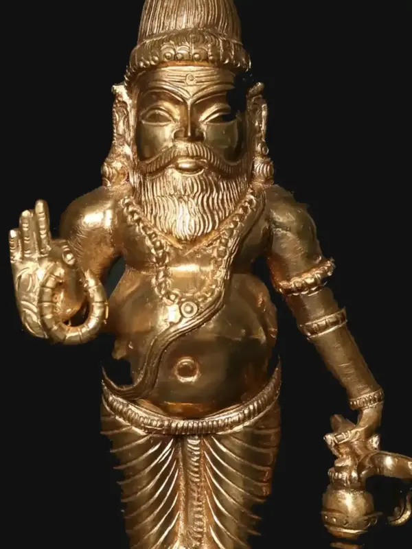 9" The Great Siddha Guru Agastya Muni Bronze Statue | Handmade, Ishwar Arts and Crafts