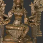 5" Blessing Goddess Varahi Seated on Kirtimukha Throne | South India Bronze Statue | Handmade, Ishwar Arts and Crafts