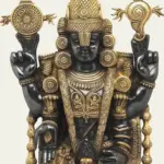 34" Large Shri Tirupati Balaji (Venkateshwara) with Devi Lakshmi Black and Gold Coloured Brass Statue, Ishwar Arts and Crafts