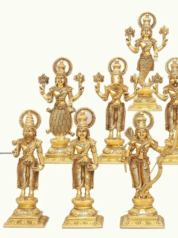 12" Dashavtara of Lord Vishnu | Set of Ten | Brass Statues, Ishwar Arts and Crafts