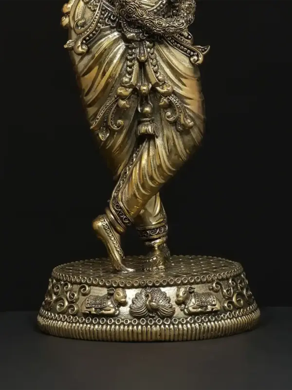 6" Small Lord Krishna Superfine Brass Statue With Flute, Ishwar Arts and Crafts