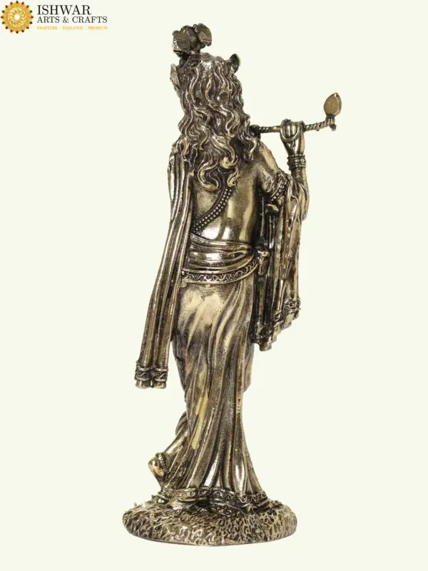 6" Standing Lord Krishna Superfine Brass Statue Playing Flute, Ishwar Arts and Crafts