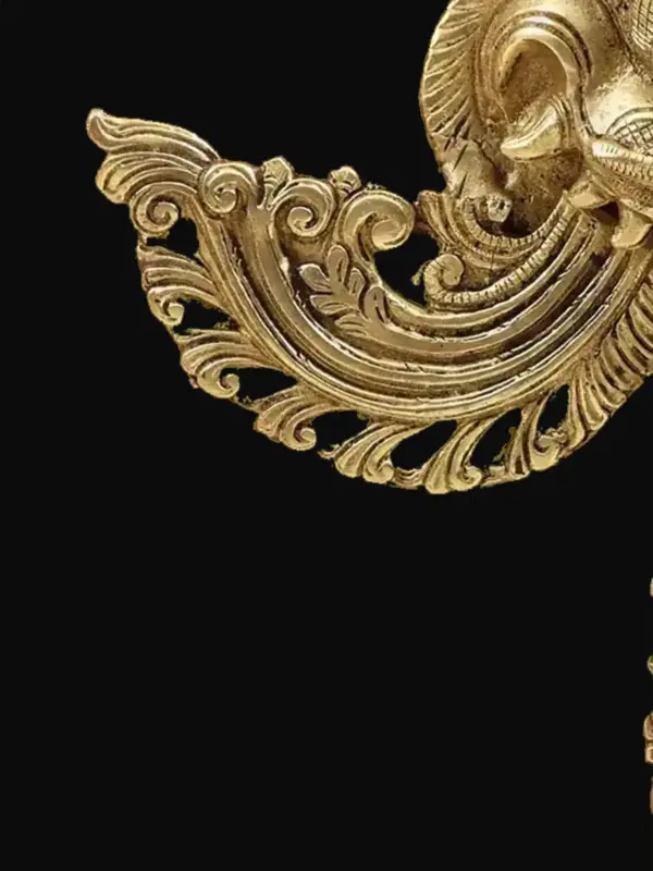 11" Kirtimukha Wall Hanging Mask in Brass, Ishwar Arts and Crafts