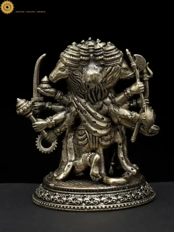 3" Small Superfine Sitting Panchamukhi Lord Hanuman | Brass Statue, Ishwar Arts and Crafts