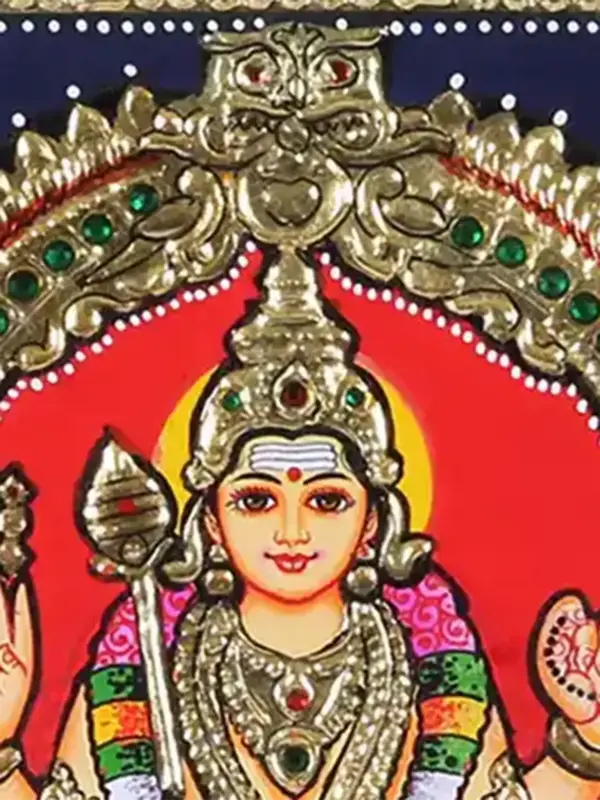 Lord Kartikey (Murugan) Tanjore Painting with frame, Ishwar Arts and Crafts