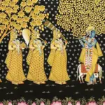 Bhagwan Krishna With Gopi's Pichhwai Painting | Natural Color On Cloth | Handmade, Ishwar Arts and Crafts