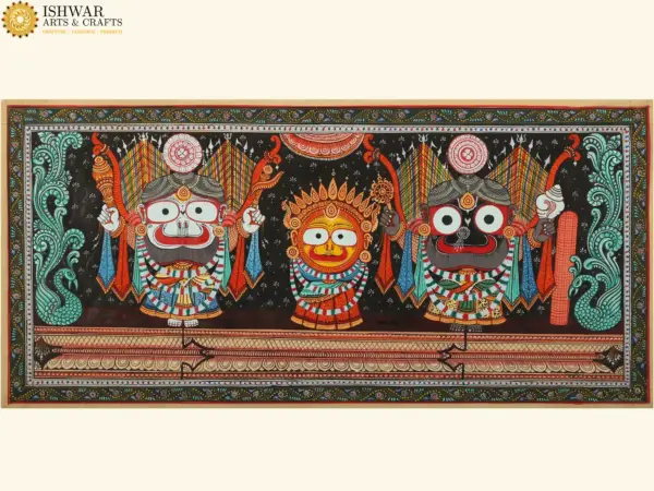Shri Jagannatha in Nagarjuna Vesha Pattachitra Painting | Natural Colors Painting on Tussar Silk, Ishwar Arts and Crafts