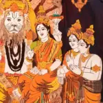 36" Bhagwan Narasimha With Devi Lakshmi | Natural Colors On Wood Panel With Inlay Work | Handmade in India, Ishwar Arts and Crafts