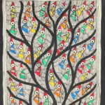 28" Tree of Life with Full of Colourful Birds | Madhubani Painting | Handmade, Ishwar Arts and Crafts