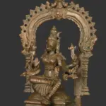 5" Blessing Goddess Varahi Seated on Kirtimukha Throne | South India Bronze Statue | Handmade, Ishwar Arts and Crafts
