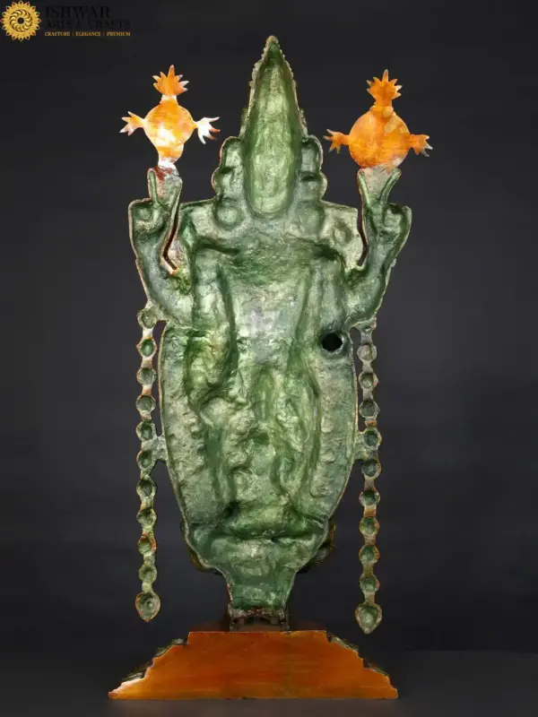 34" Large Shri Tirupati Balaji (Venkateshwara) with Devi Lakshmi Brown and Gold Coloured Brass Statue, Ishwar Arts and Crafts