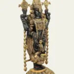 34" Large Shri Tirupati Balaji (Venkateshwara) with Devi Lakshmi Black and Gold Coloured Brass Statue, Ishwar Arts and Crafts