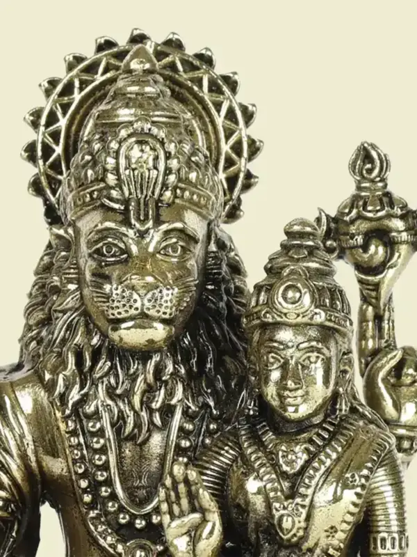 4" Small Sitting Lord Narsimha with Goddess Lakshmi Superfine Brass Statue, Ishwar Arts and Crafts