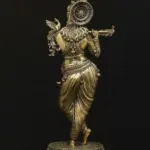 6" Small Lord Krishna Superfine Brass Statue With Flute, Ishwar Arts and Crafts