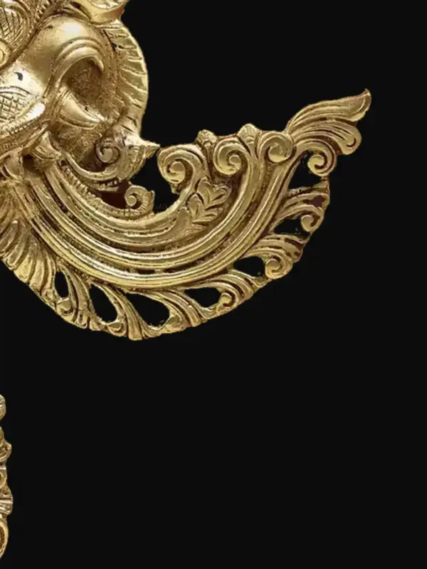 11" Kirtimukha Wall Hanging Mask in Brass, Ishwar Arts and Crafts