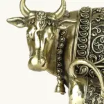 4" Small Kamdhenu Cow and Calf Superfine Quality Statue in Brass, Ishwar Arts and Crafts