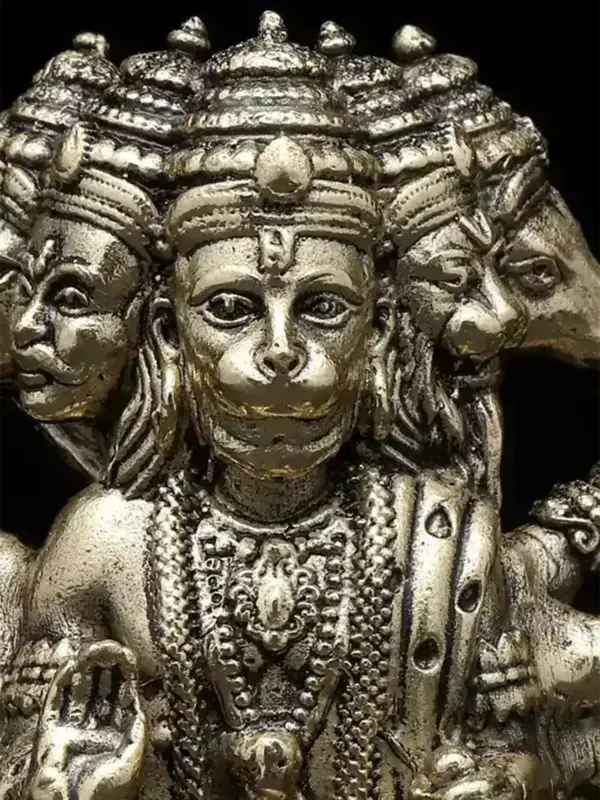 3" Small Superfine Sitting Panchamukhi Lord Hanuman | Brass Statue, Ishwar Arts and Crafts