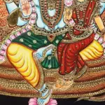 Vishnu Lakshmi Tanjore Painting with Sheshanaga, 24K Gold Detailing, Traditional South Indian Artwork in Teakwood Frame, Ishwar Arts and Crafts