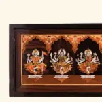 31" Divine Ashta Lakshmi | Natural Color On Wood Panel With Inlay Work , Ishwar Arts and Crafts