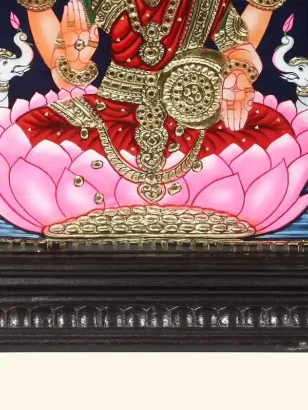 Lakshmi Devi Seated on Lotus Tanjore Painting, Ishwar Arts and Crafts