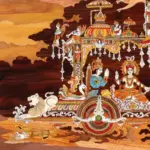 48" Mahabharata War View With Geeta Updesham | Natural Color On 3D Rosewood Painting With Inlay Work | Handmade, Ishwar Arts and Crafts