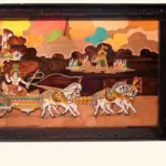 48" Gita Updesham Wooden Panel For Wall | Natural Color On 3D Wood Painting With Inlay Work | Handmade, Ishwar Arts and Crafts