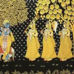 Bhagwan Krishna With Gopi's Pichhwai Painting | Natural Color On Cloth | Handmade, Ishwar Arts and Crafts