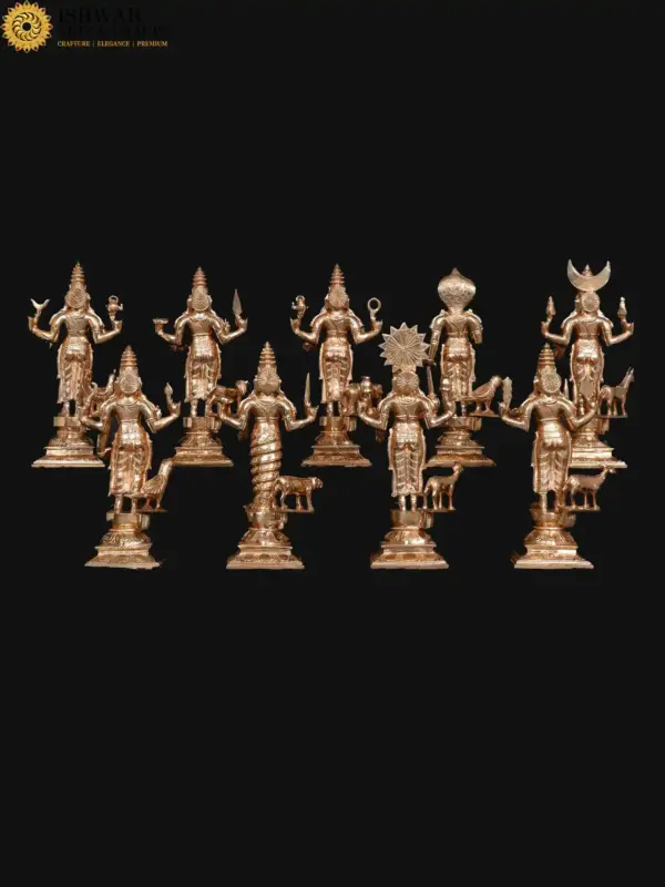 Navagraha With Vahana Set | Bronze Statue | Handmade In India, Ishwar Arts and Crafts