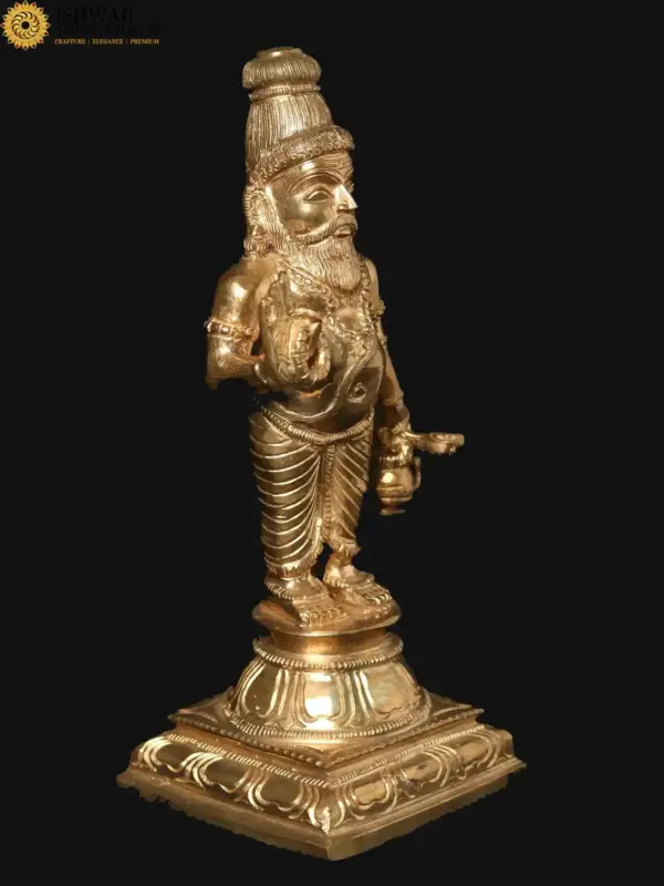 9" The Great Siddha Guru Agastya Muni Bronze Statue | Handmade, Ishwar Arts and Crafts
