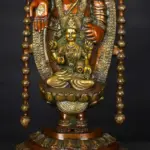 34" Large Shri Tirupati Balaji (Venkateshwara) with Devi Lakshmi Brown and Gold Coloured Brass Statue, Ishwar Arts and Crafts
