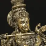 6" Small Lord Krishna Superfine Brass Statue With Flute, Ishwar Arts and Crafts