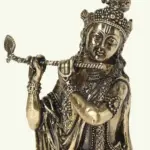 6" Standing Lord Krishna Superfine Brass Statue Playing Flute, Ishwar Arts and Crafts