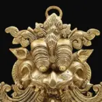11" Kirtimukha Wall Hanging Mask in Brass, Ishwar Arts and Crafts