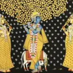 Bhagwan Krishna With Gopi's Pichhwai Painting | Natural Color On Cloth | Handmade, Ishwar Arts and Crafts