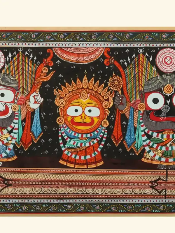Shri Jagannatha in Nagarjuna Vesha Pattachitra Painting | Natural Colors Painting on Tussar Silk, Ishwar Arts and Crafts