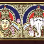 Lakshmi Ganesha Tanjore Painting with Frame, Ishwar Arts and Crafts