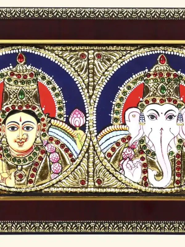 Lakshmi Ganesha Tanjore Painting with Frame, Ishwar Arts and Crafts