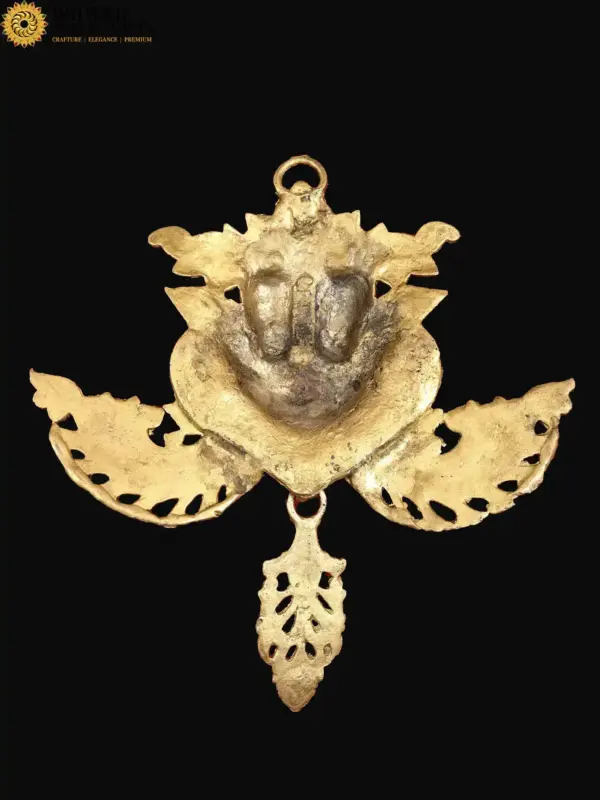 11" Kirtimukha Wall Hanging Mask in Brass, Ishwar Arts and Crafts