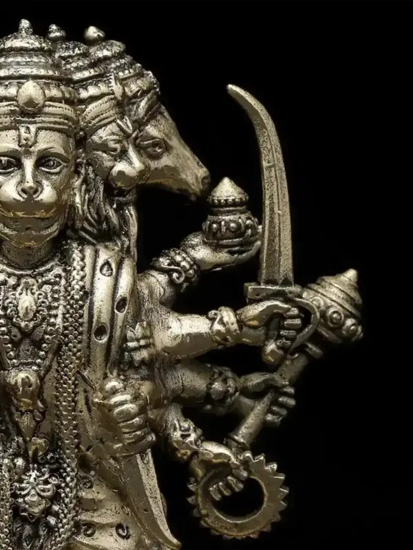 3" Small Superfine Sitting Panchamukhi Lord Hanuman | Brass Statue, Ishwar Arts and Crafts